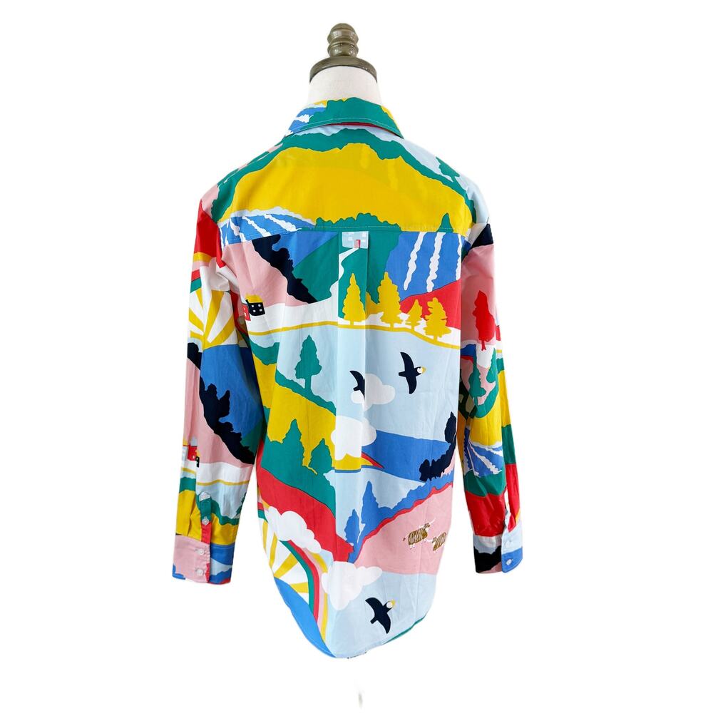 NWT Boden Multicolor Abstract Outdoor Scene Long Sleeve Button Down 100% Cotton - Picture 6 of 11